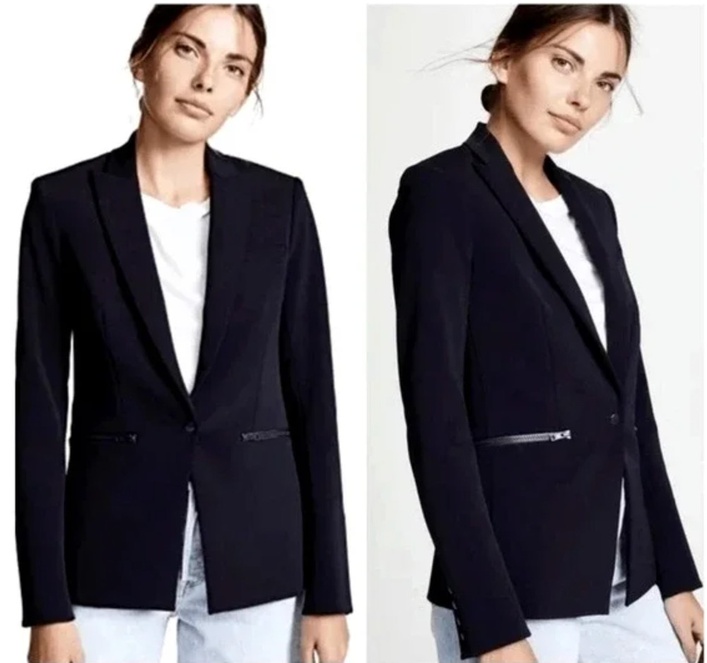 Veronica Beard 6 Iconic Scuba Dickey Jacket $645 Bi-Stretch Blazer Black NWT!